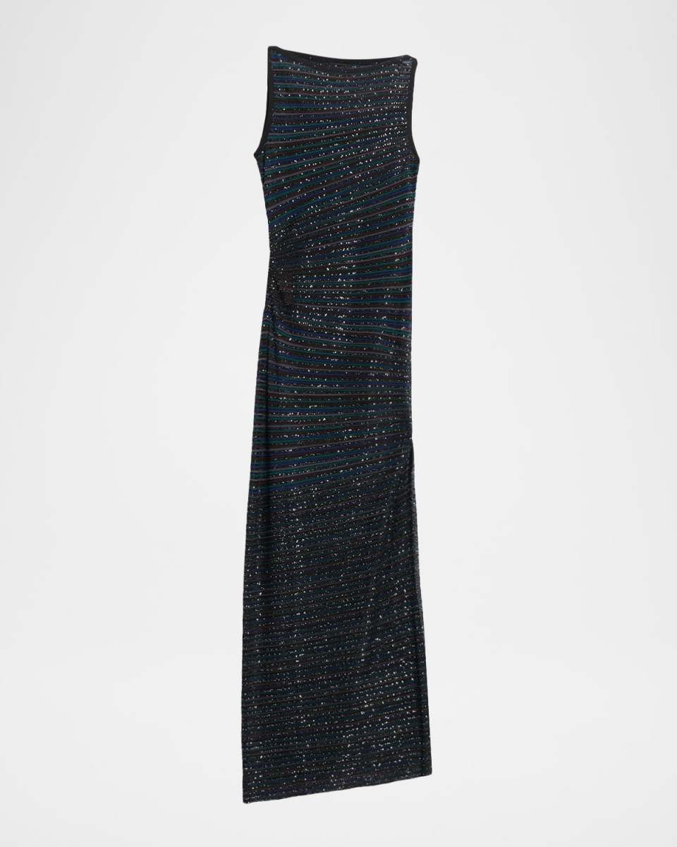 Sequin Striped Sleeveless Gown